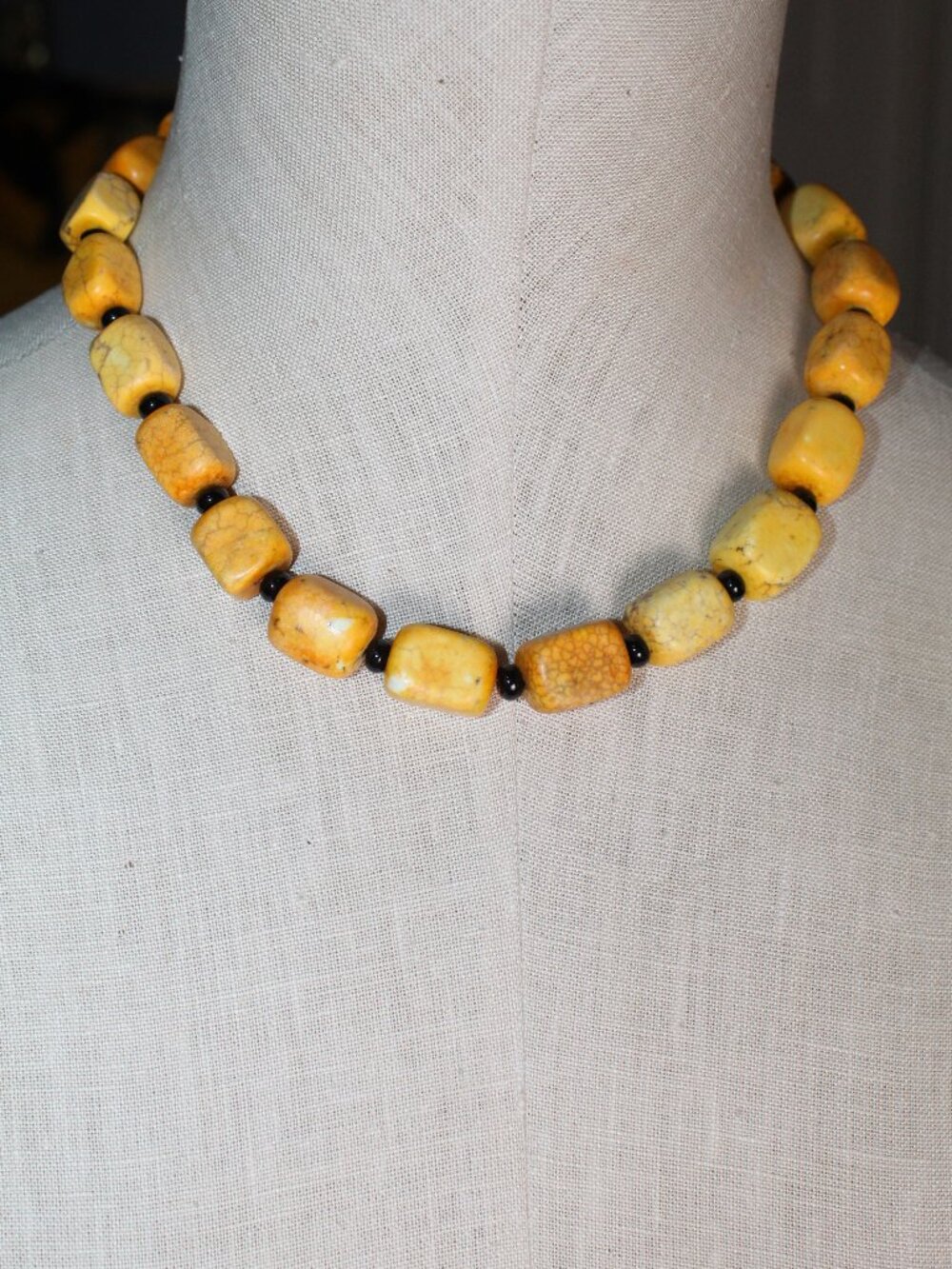 Yellow Cube Natural Stone 18" Necklace